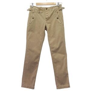 Vintage Ralph Lauren Women's Chino Pants Size 2 Cotton Slim Fit Utility Dark Tan